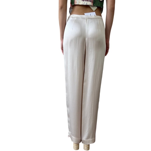 Theory Parchment Hammered Viscose PJ Pants Trousers Cream Straight Leg Size 2 - Picture 6 of 8